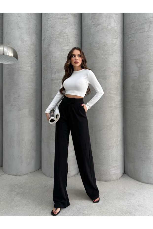 بنطلون بالازو أسود من الفيلكرو - 3