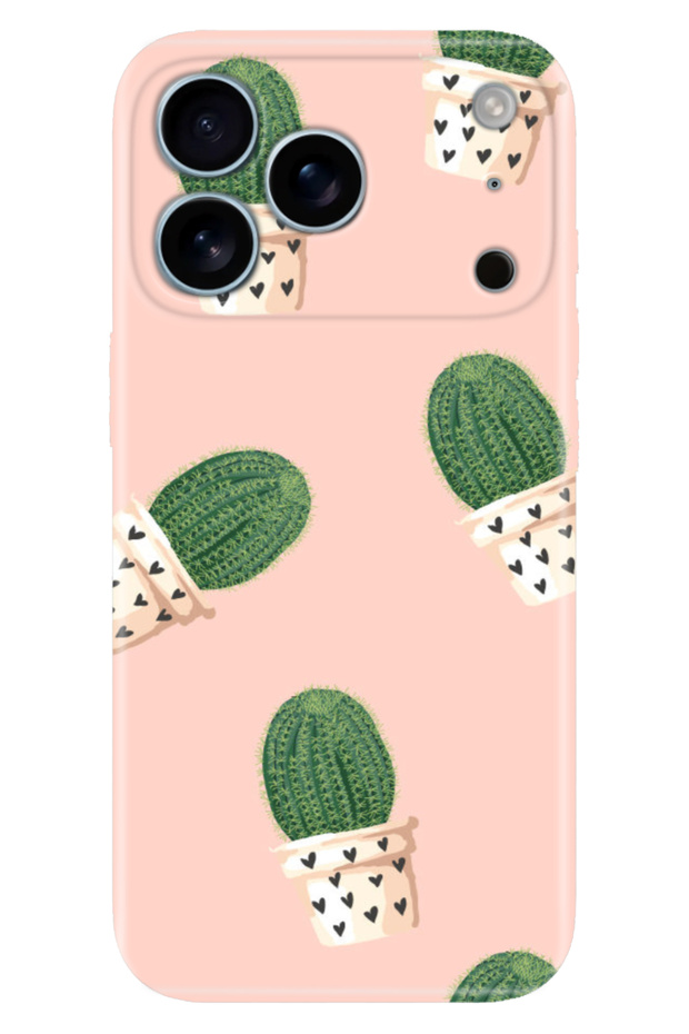iPhone 17 Pro -18 Pro Protected Case Patterned Silicone Printed Cover Cactus