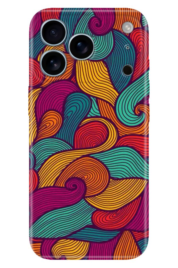 iPhone 17 Pro -18 Pro Protected Case Decorative Silicone Printed Cover Colorful Wave