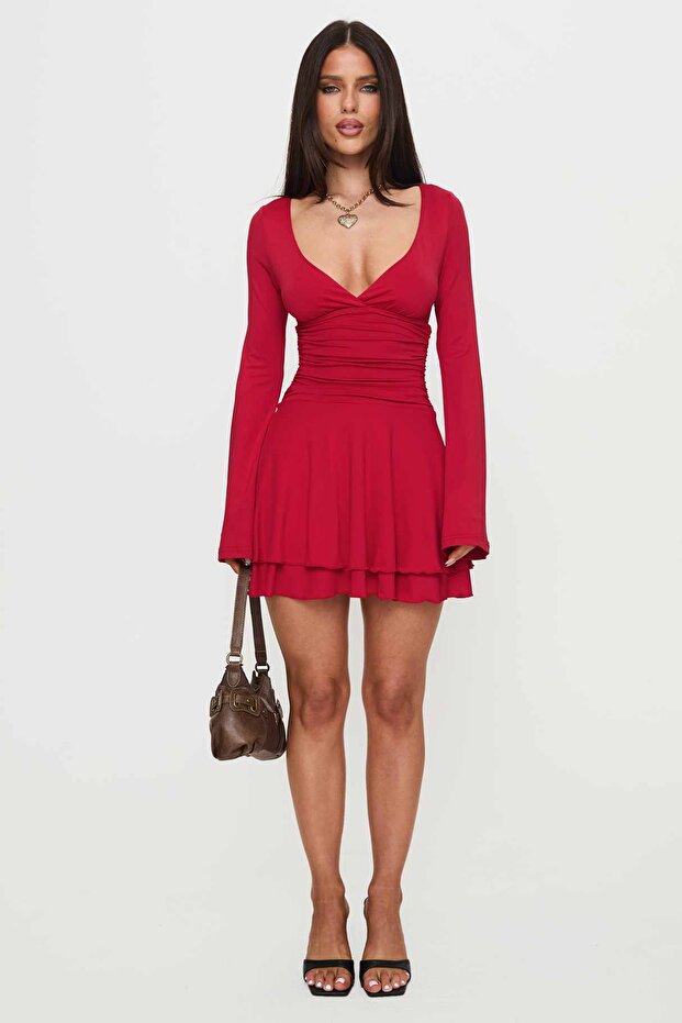 Çift Kat Skater Örme Sandy Elbise JT3025 - 2