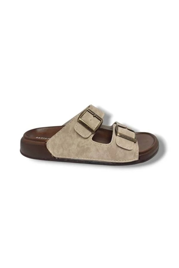 Men's Double Buckle Daily Anatomical Leather Slippers