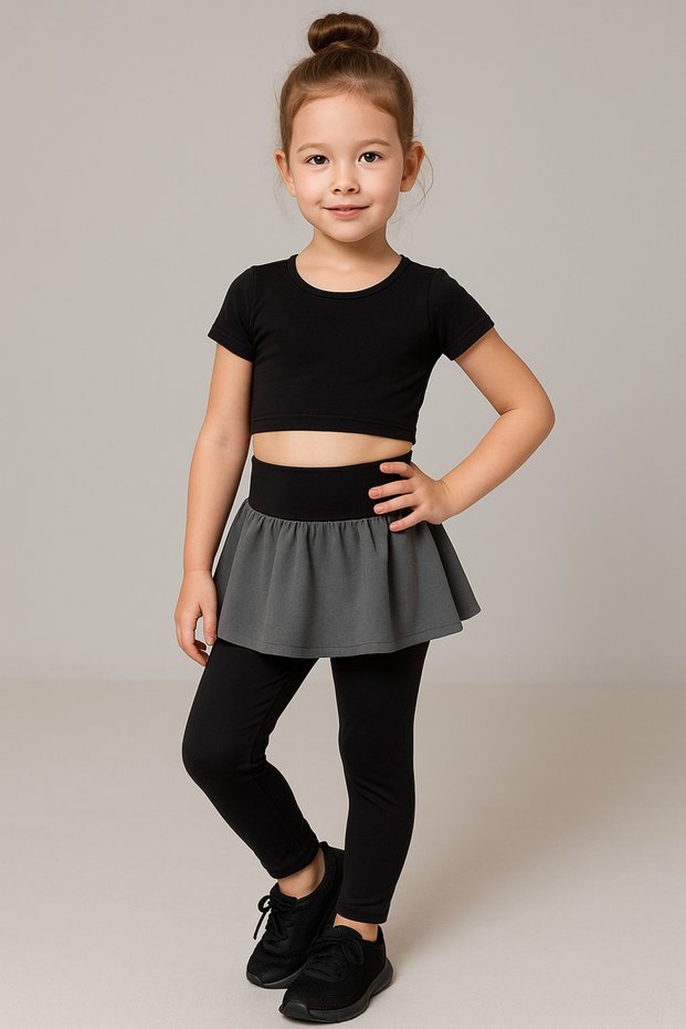 High Waist Girls' Leggings with Skirt