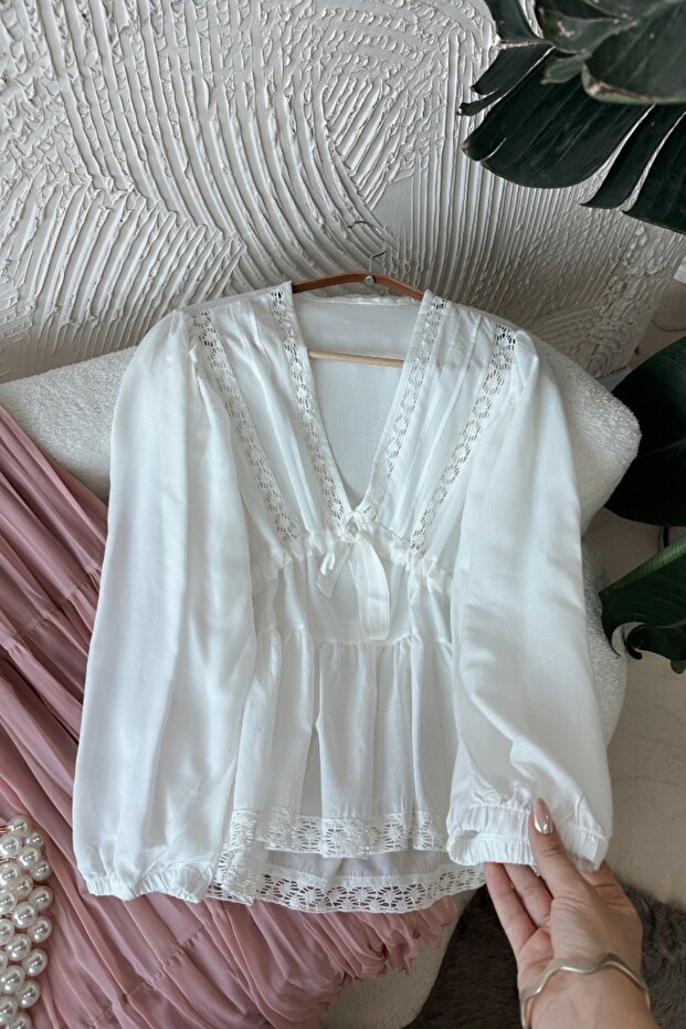 Royan Beyaz Bluz - 3
