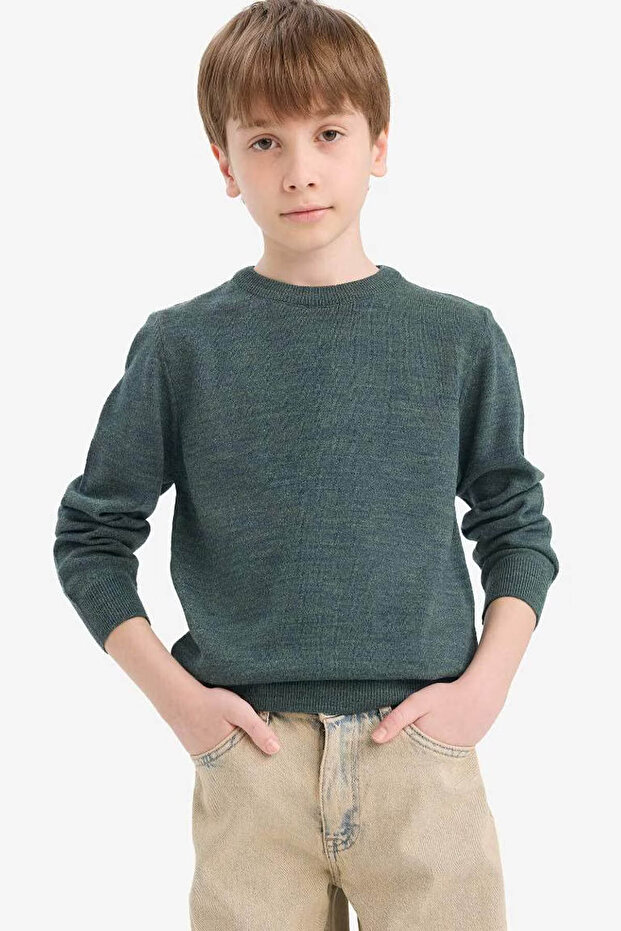 Bisiklet Yaka Triko Haki Erkek Çocuk Kazak A4992A8/KH73 - 1