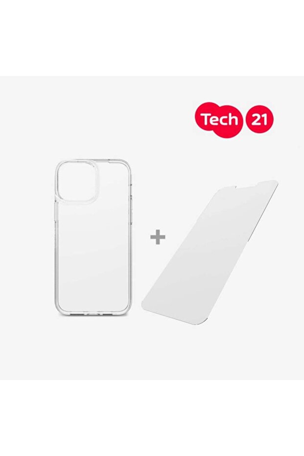 Tech21 bundle: Glass screen protector + EVOCLEAR clear case for iPhone 13 - 1