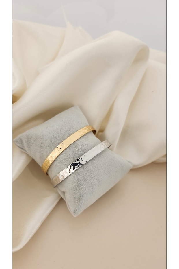Domestic Plated Crushed Thick Gold Bracelet on Brass