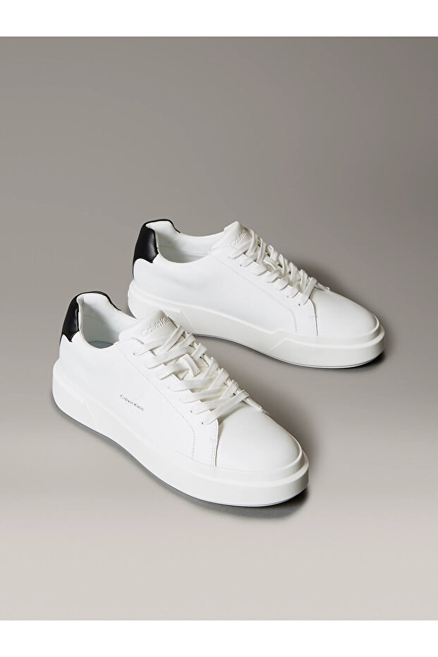Kalın Tabanlı Bağcıklı Deri Erkek Sneaker YM0YM01344-01W - 3
