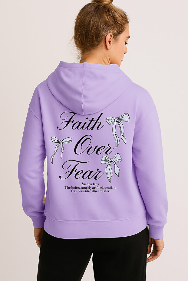 Unisex Fear Faith over Printed Design Oversize Sweatshirt