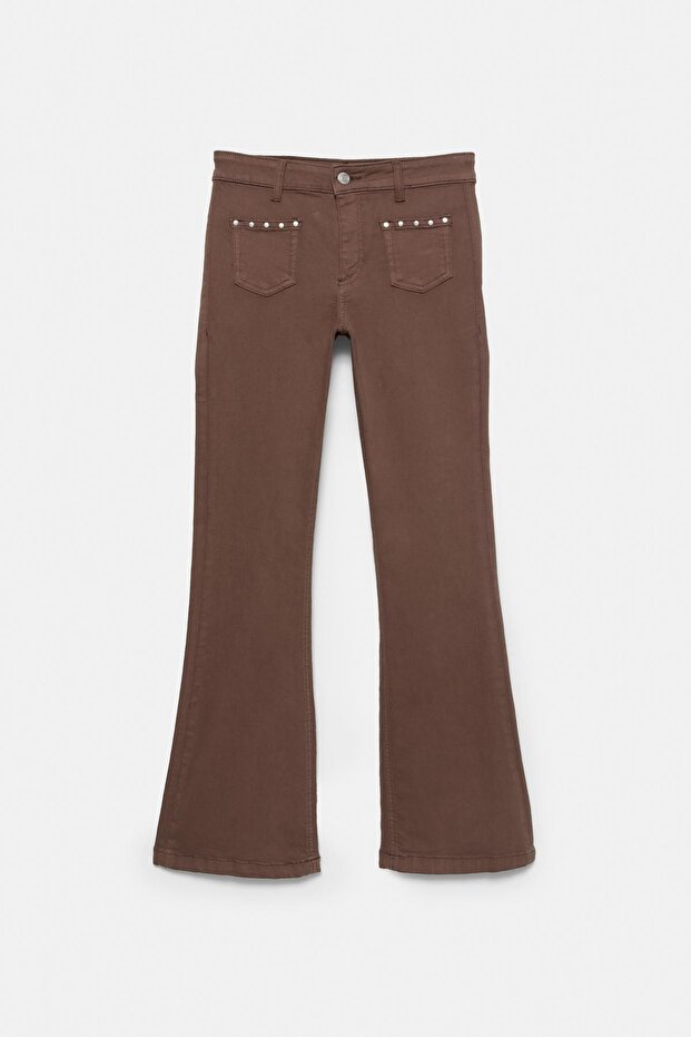 Zımbalı bootcut jean - 7