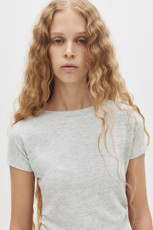 Soft touch yan büzgülü tişört - 4