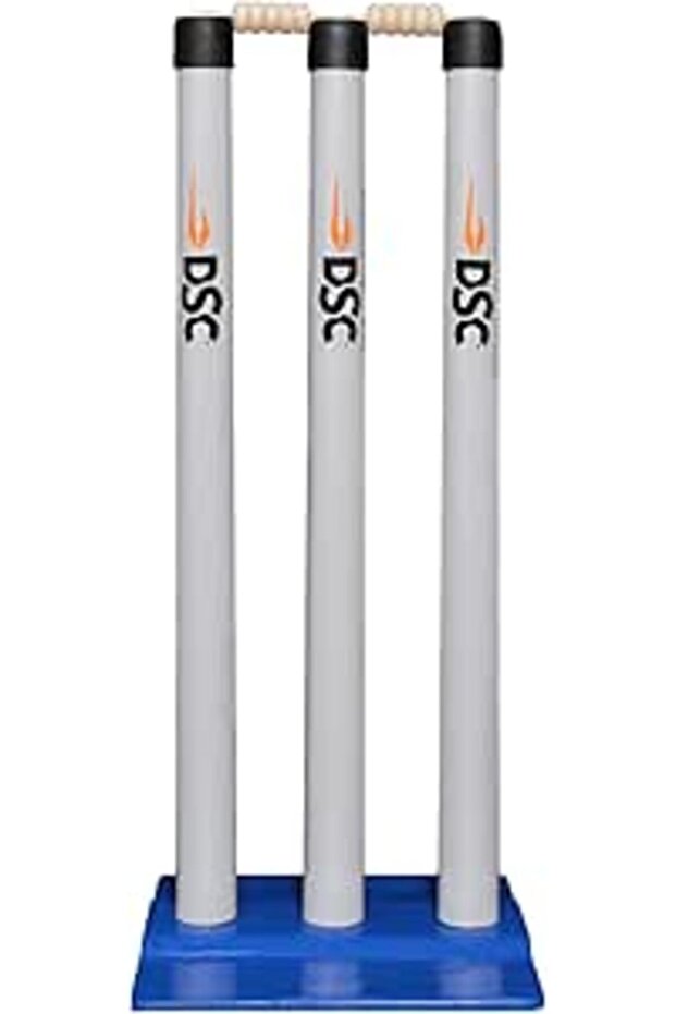 Metal Cricket Stumps Set with Bails – Grey, Full Size | Durable Training & Match Wickets