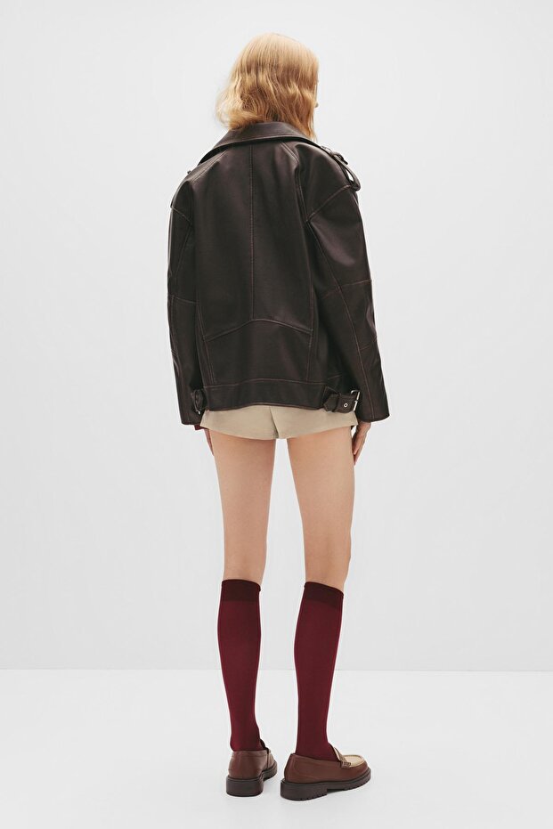 Mini trençkot kumaş şort - 5