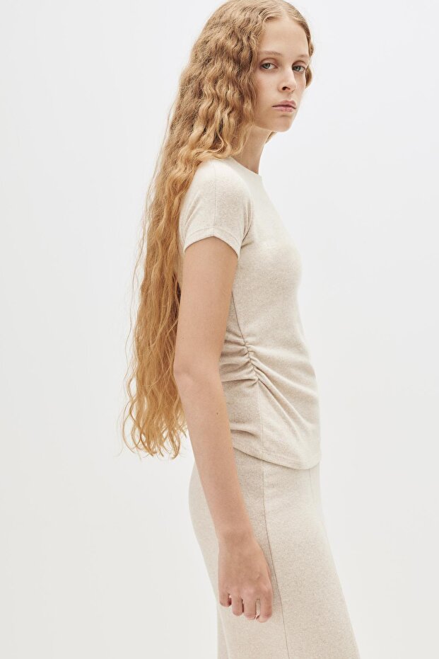 Soft touch yan büzgülü tişört - 6