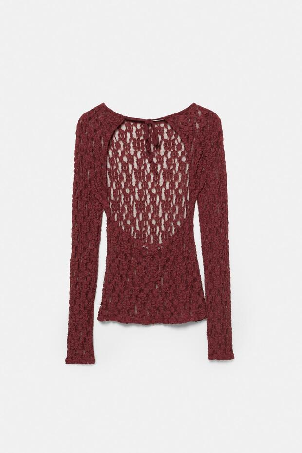 Açık sırt detaylı dantel top - 7