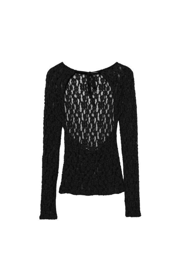 Açık sırt detaylı dantel top - 3