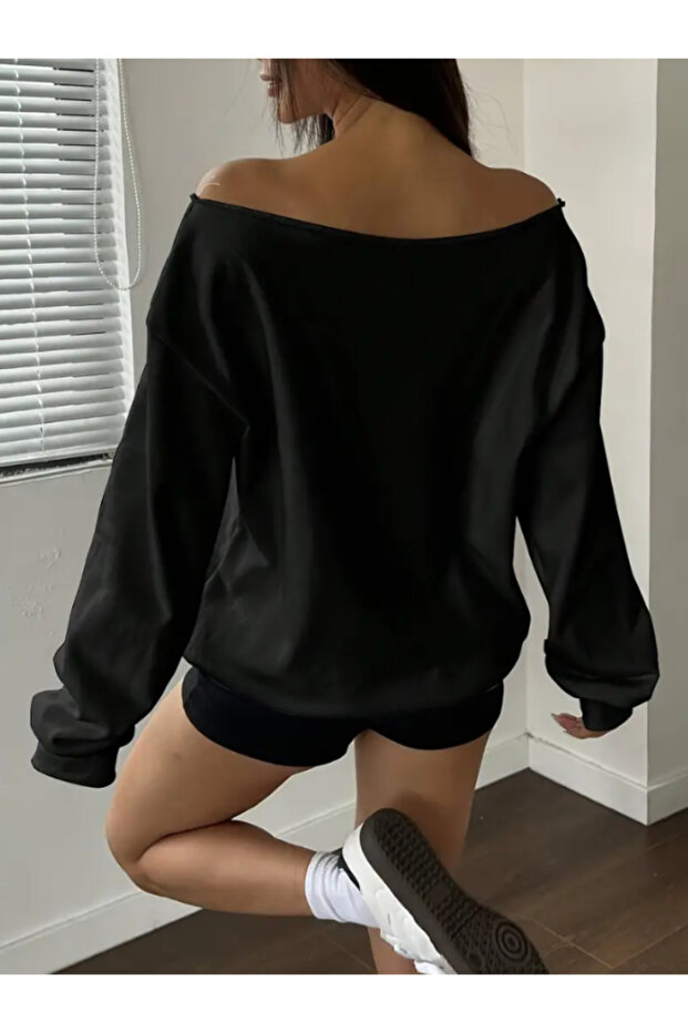 Kadın ayıcık baskılı oversize sweetshirt - 2