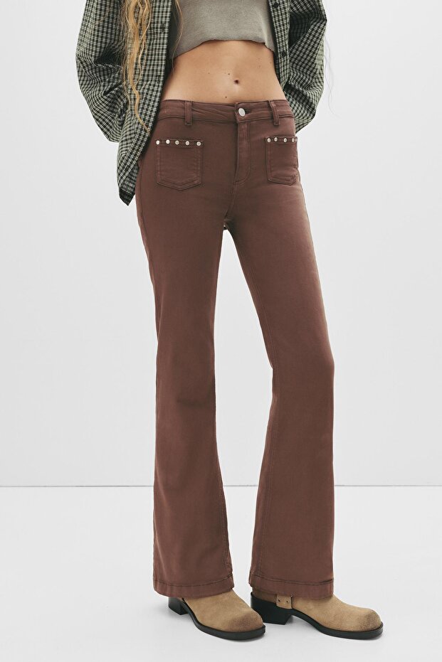 Zımbalı bootcut jean - 5