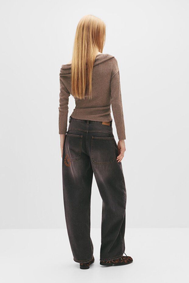 Bambula geniş yakalı top - 4