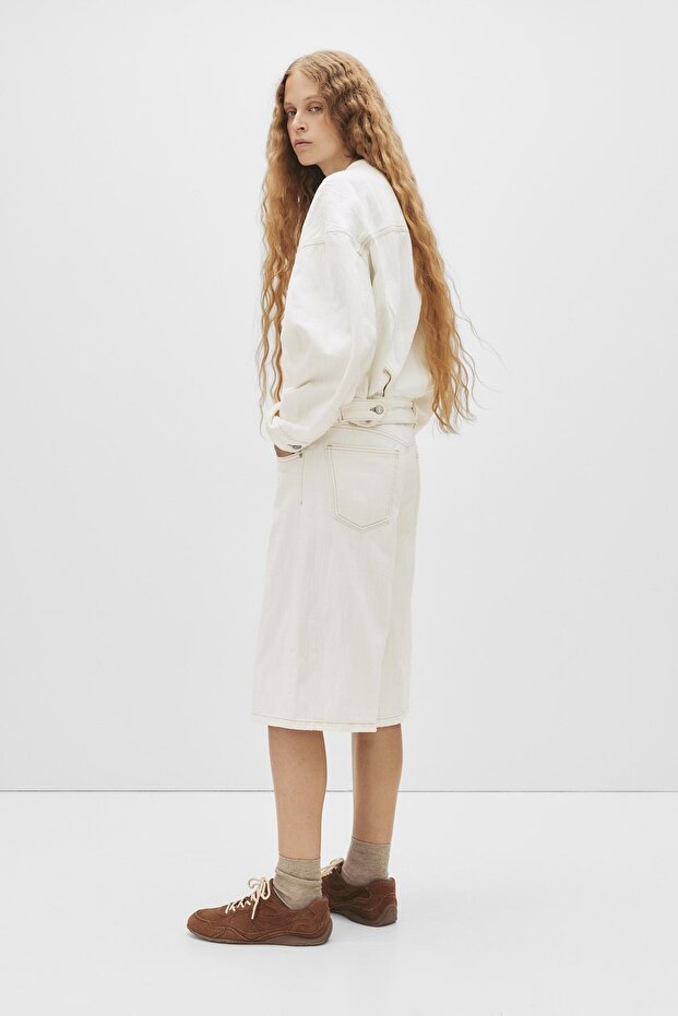 Beyaz Dokulu Kot Ceket - 2