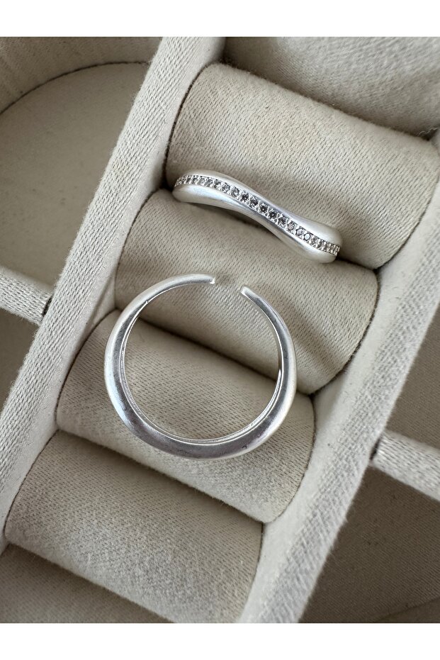 خاتم موجة رمادي وأبيض - 1