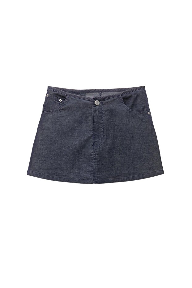 Mikro fitilli kadife mini etek - 3