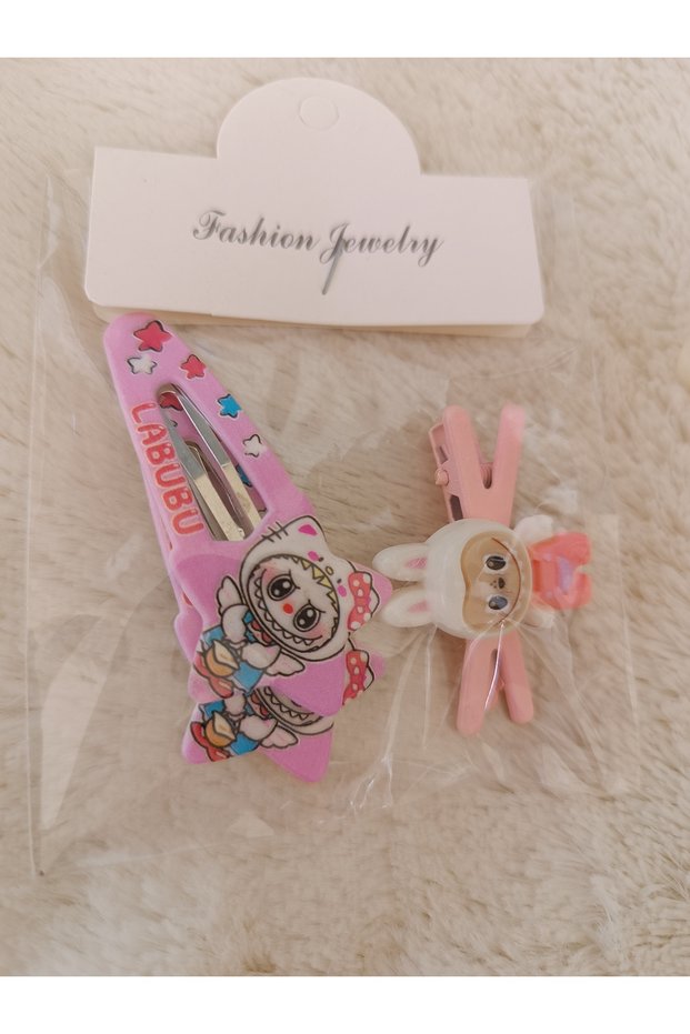 1 Pen with Labubu Figure, 2 Shooting Star Snap Clips for Children, Baby Set Buckle