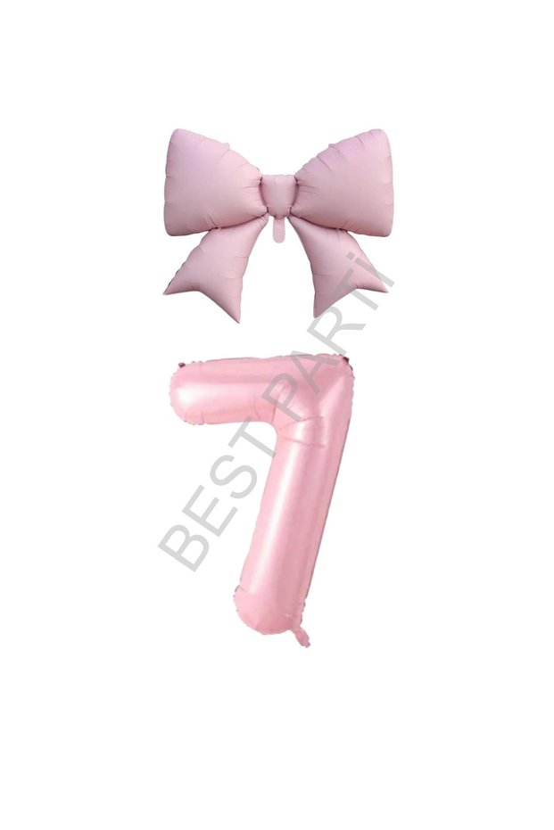 Best Pink Color Bow Number Foil Balloon Set Age 7