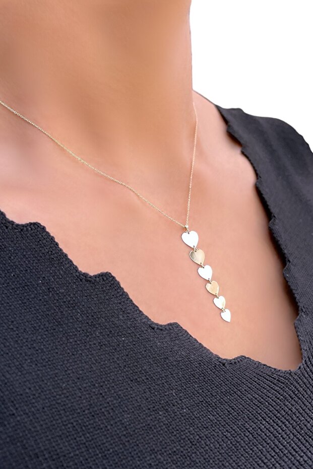 Kalp Plaka Altın Kolye - 1