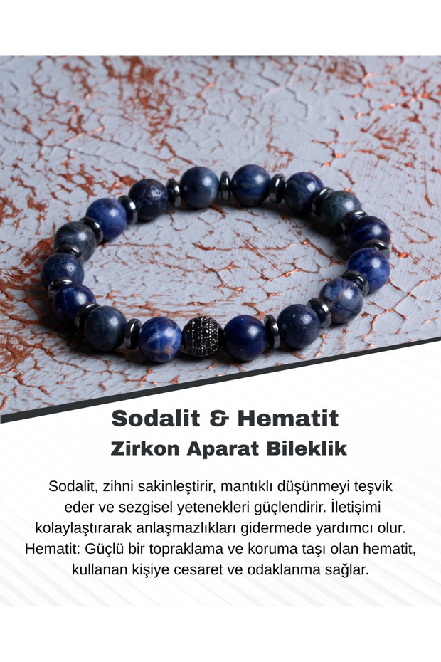 Sodalite & Hematite Zircon Bracelet