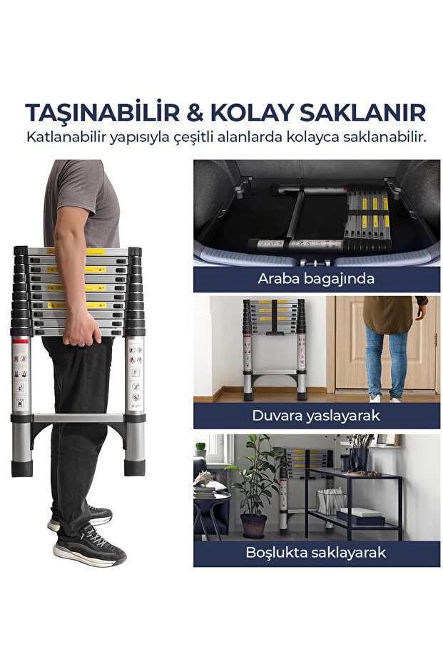 ROBO Paslanmaz Çelik Katlanır Merdiven 3.1 Metre