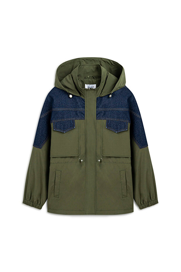 معطف دينيم مختلط مع جيوب جانبية - 3