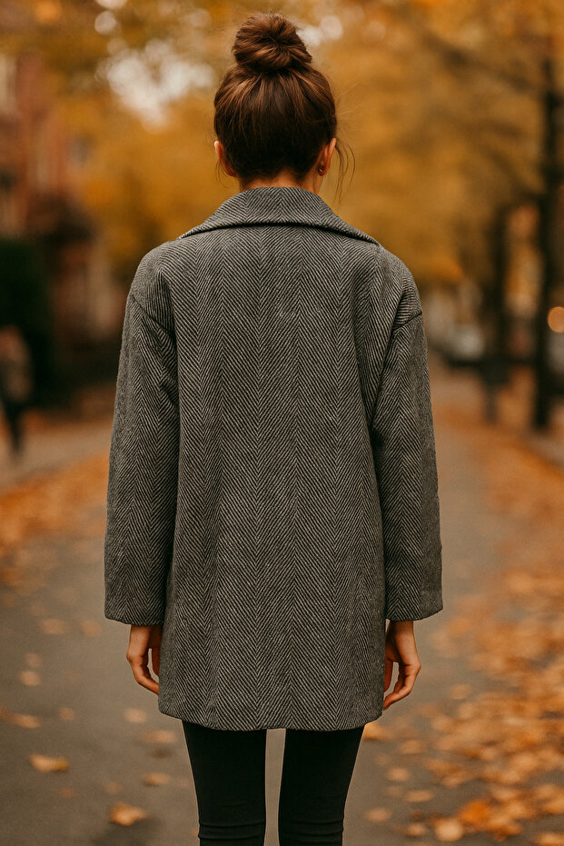 Çift Düğmeli Modern Kaban - 2