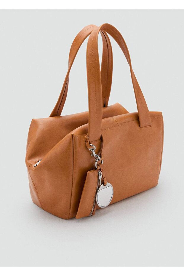 Medium-Sized Leather Shoulder Bag with Charm Details