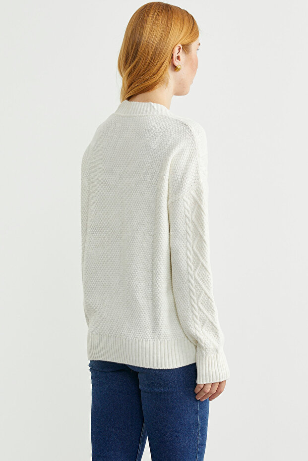 كارديجان تريكو كبير الحجم بأزرار - كيمونو - 6