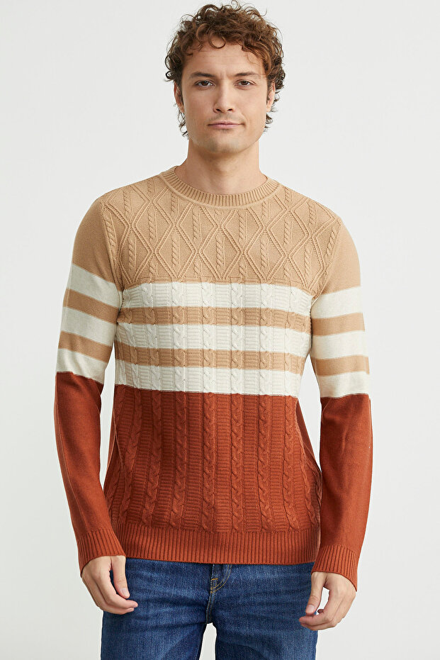 Color Block Gradient Knit Sweater - Tile