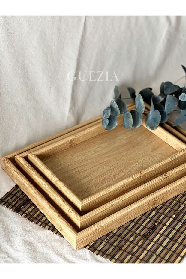 3lü Ahşap Tepsi Seti - 1