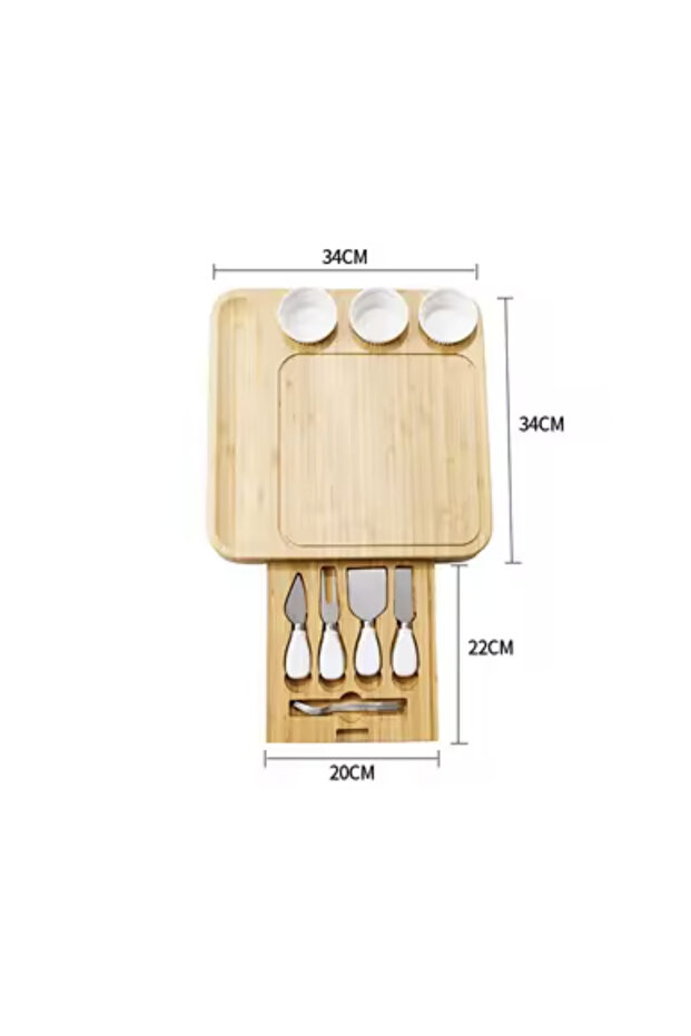 Deluxe Bamboo Serving Set with Drawer – Elegance and Functionality for Appetizers - 1