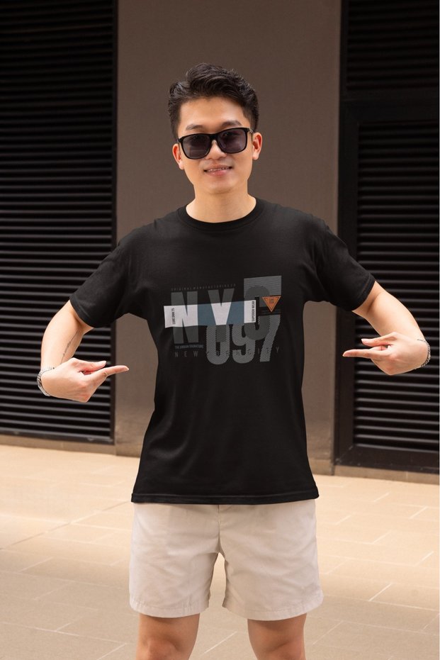 Men's Nyc0 Transfer Printed Round Neck Short Sleeve T-Shirt
