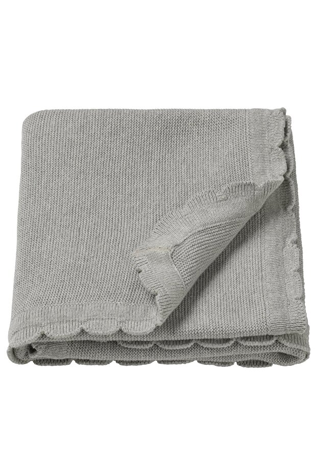 LEN Blanket, knitted/grey, 70 x 90 cm