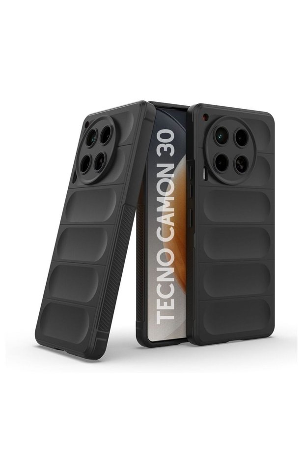 Tecno Camon 30 4g Compatible Silicone Case - Camera Protected Flexible New Generation Airbag Cover - Black
