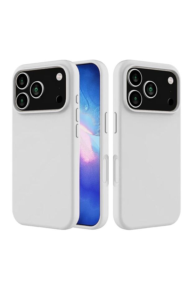 Apple iPhone 17 Pro Max Compatible Silicone Case - Pastel Color Tone Flexible Full Protection Cover - White
