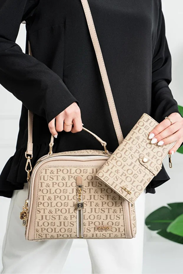 Women's Adjustable Strap Daily Luxury Hand & Shoulder Bag and Wallet Combination Shopper