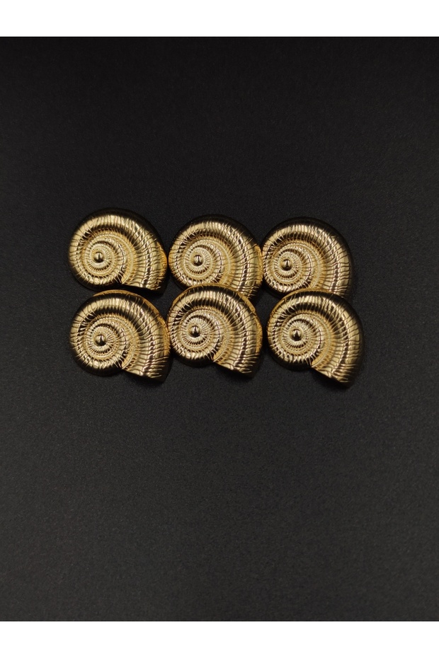 Metal Button Snail Shell 6 Pieces Free Yellow