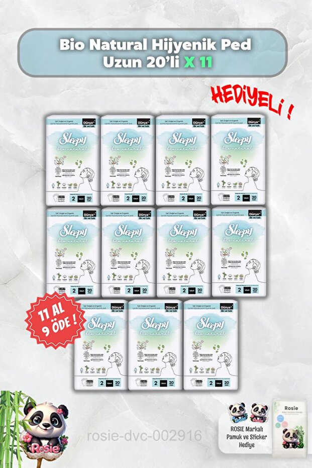 Hygienic Pads Long 20-Pack Sleepy Bio Natural 11 Al 9 Öde Ve Rosie