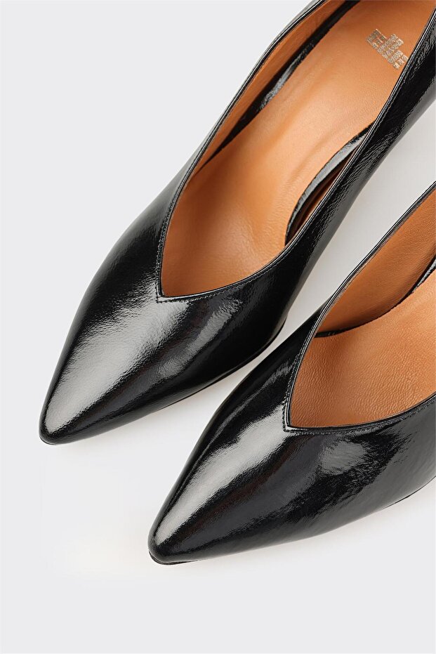 Siyah Deri Kadın Stiletto - 4