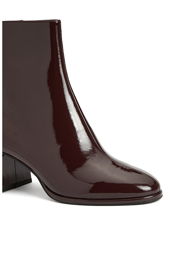 Bordo Kadın Parlak Bot - 6