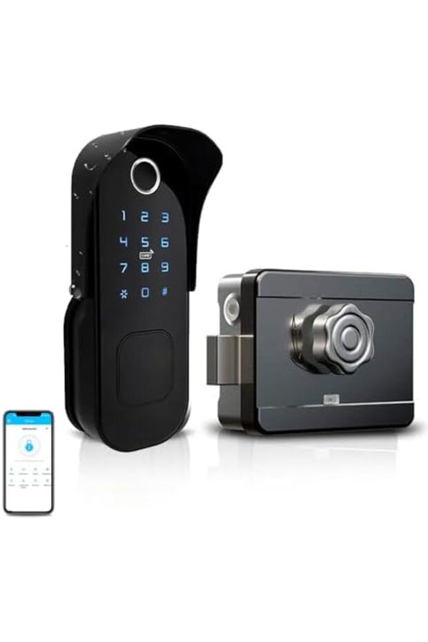قفل ذكي، قفل مقاوم للعوامل الجوية، بصمة إصبع بيومترية مع لوحة مفاتيح تعمل باللمس، بطاقة، جهاز تحكم عن بعد - 1