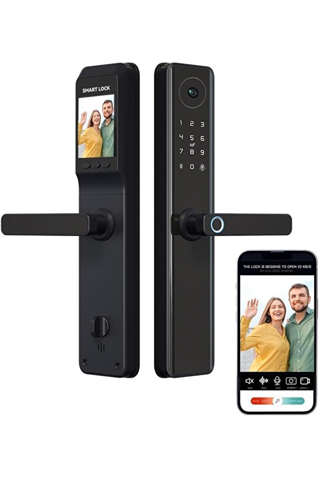 Smart Lock with Camera, WiFi Video Intercom Lock, Real-Time Monitoring Fingerprint Door Lo - 1