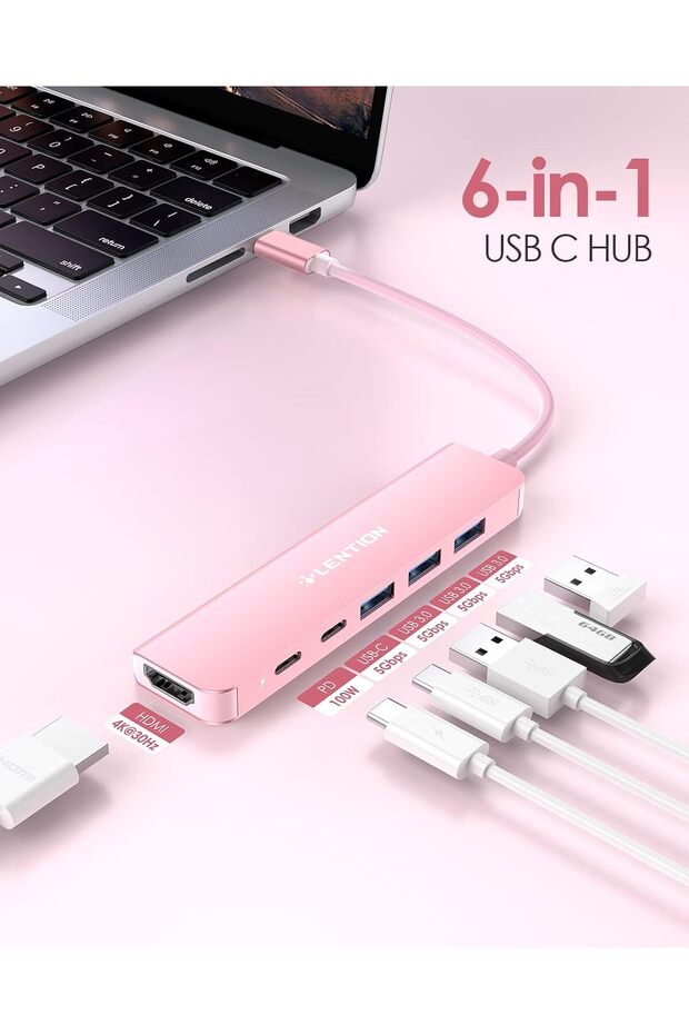 USB C Hub, 6 in 1 USB C to USB Adapter - 3