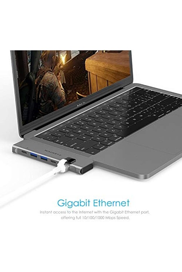 USB C Hub with 100W Power Delivery, 40Gbps USB C Data, 4K HDMI, USB 3.0 and Gigabit Ethernet - 8